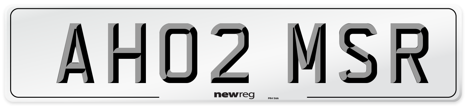 AH02 MSR Number Plate from New Reg